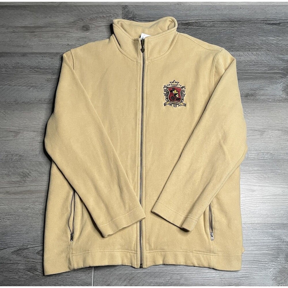 Walt Disney World Vintage Crown Mickey Mouse 1971 Full Zip Sweater Yellow Sz XL
